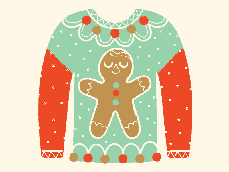 Ugly Sweater Day illustration knit shirt gingerbread festive ugly holiday christmas sweater