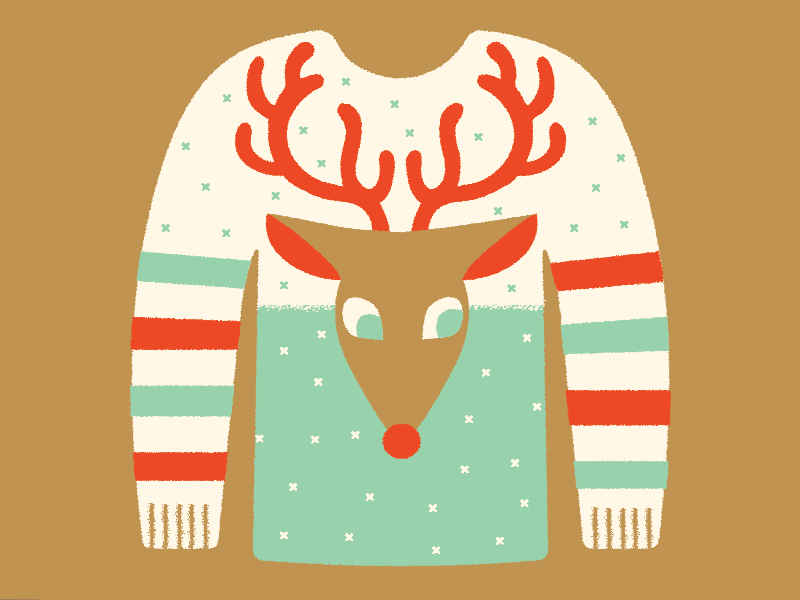 Ugly Sweater Day illustration knit shirt rudolph reindeer festive ugly holiday christmas sweater