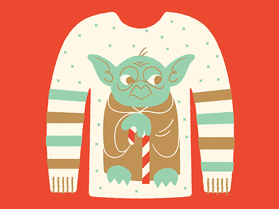 Ugly Sweater Day candy cane christmas festive holiday illustration shirt star wars sweater ugly yoda