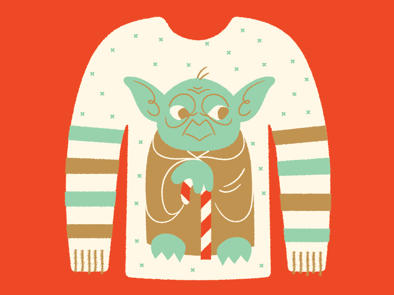 Ugly Sweater Day illustration shirt star wars candy cane yoda festive ugly holiday christmas sweater