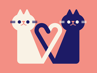 Kitties cats cute heart illustration kitten love valentine vector