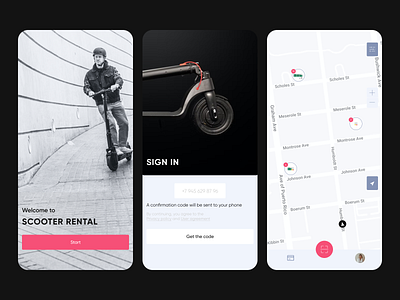 Concept Scooter Rental Application application concept design scooter scooter rental ui ux