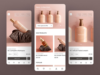 Cosmetics store app application branding cosmetics store mobile pink shop store tenderness