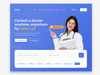 Doctor Consult Header doctor consult dribbble figma header landing page medical ui ui ui header ui ux design ux web template webdesign webdesigner