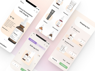 TheOrdinary beauty cosmetics fashion minimalistic mobile ui product design skincare ui ux ui