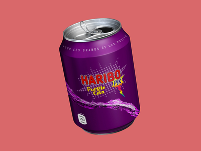 Haribo soda branding cola concept design design food haribo icon illustration logo purple soda soda can test