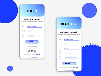 Login & Register Page #1 1 android design graphic design illustration iphone login page ranausman7330 register ui user interface