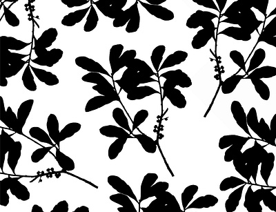 Black foliage abstract botanical illustration floral garden pattern design pattern designer