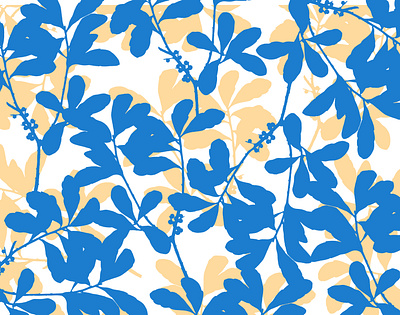 Blue Yellow Foliage abstract botanical art botanical illustration design floral flower garden pattern pattern design pattern designer