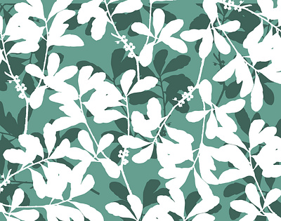 Greeen White Foliage abstract botanical art design floral flower garden pattern design pattern designer