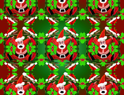 Santa vs SantaGator alligator christmas digital painting editorial illustration illustration tesselation