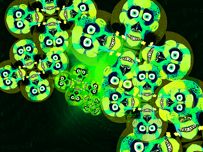 Skullhole (cropped) ciper day glo digital painting graphic graphic art illustration neon skull tesselation