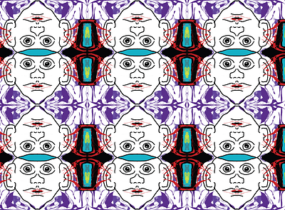 BUG IN YOUR BIG EARS 2d digital sketch face illustration purple tesselation
