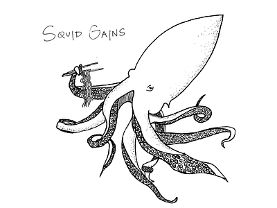 Woodcut brand design doodle drawing funny illustration netflix squid vector woodcut