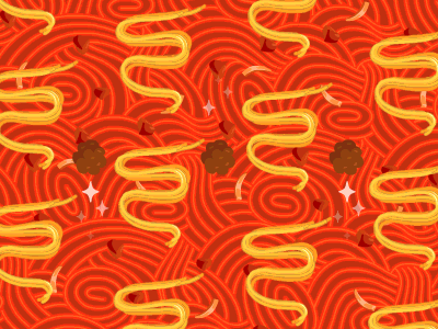 Mom's Spaghetti animation food illustration meatball pattern snake spaghetti stars vector