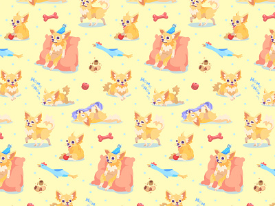 Chihuahua Pattern bone chew toy chicken chihuahua cute dog fabric fun pattern print puppy