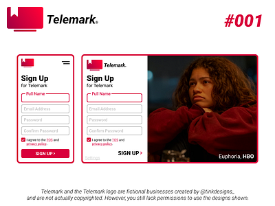 DailyUI #001 | Telemark Sign Up