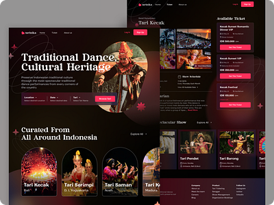 Tarinika - Traditional Dance Bookings Website bookings concert design indonesia show ticket tiket traditional dance ui ux web design website