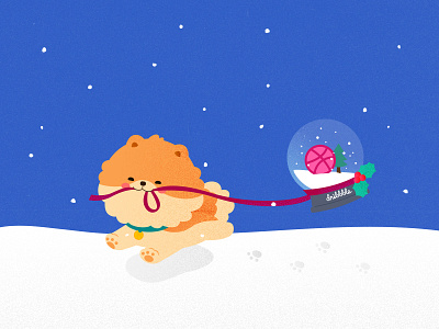Hello Dribbble! christmas cute design dog hellodribbble illustration puppy santa snow winter