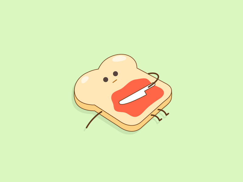 Toast 2d motion character design flat illustration jam simple toast