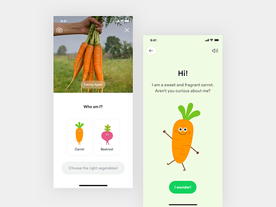 Veggie Story Interface app app concept carrot character farm illustration ui uidesign vegetable