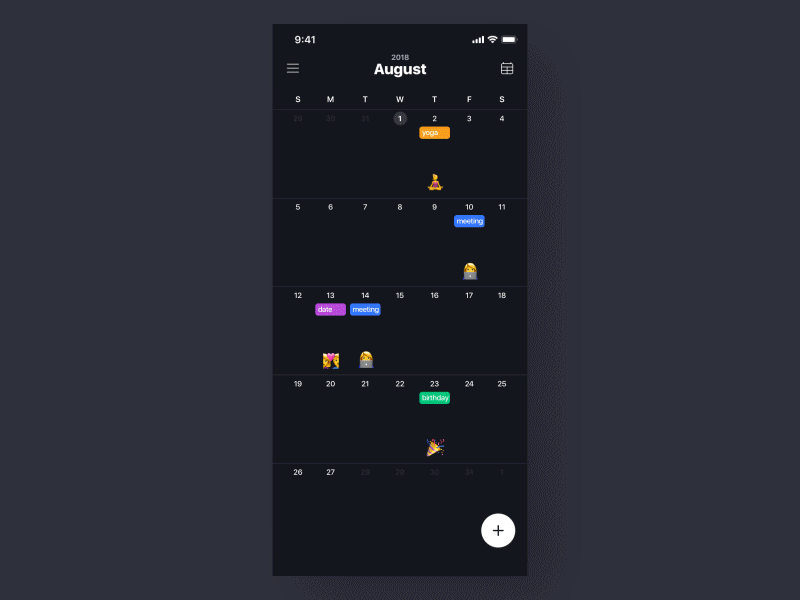 Calendar App Concept app app concept calendar design emoji principle prototype ui uidesign