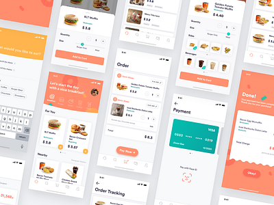 Order App Interface breakfast burger coffee fastfood food app food app ui interface design ios order order app payment ui uidesign