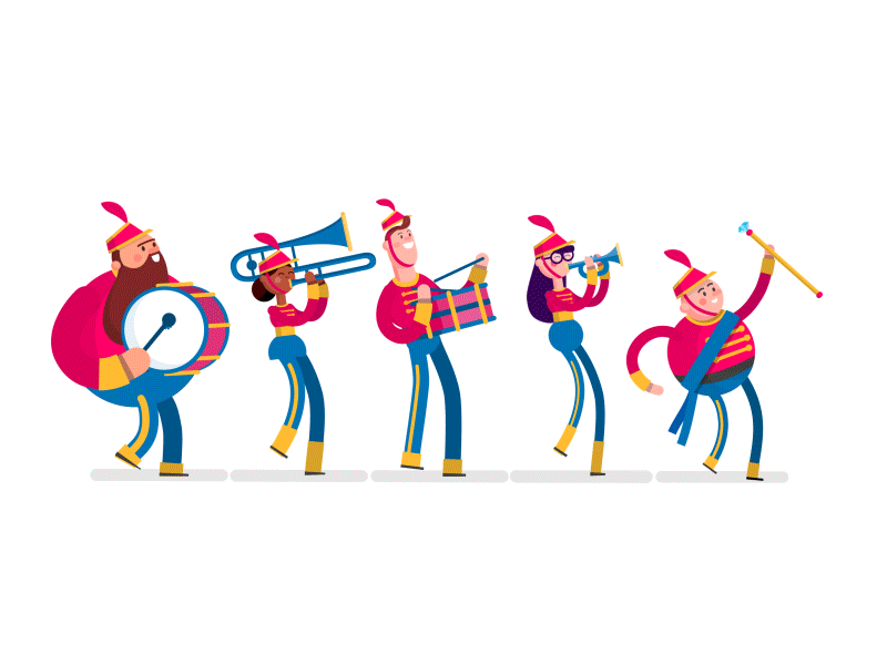 The Band animation band character graphics kids marching motion parapachin