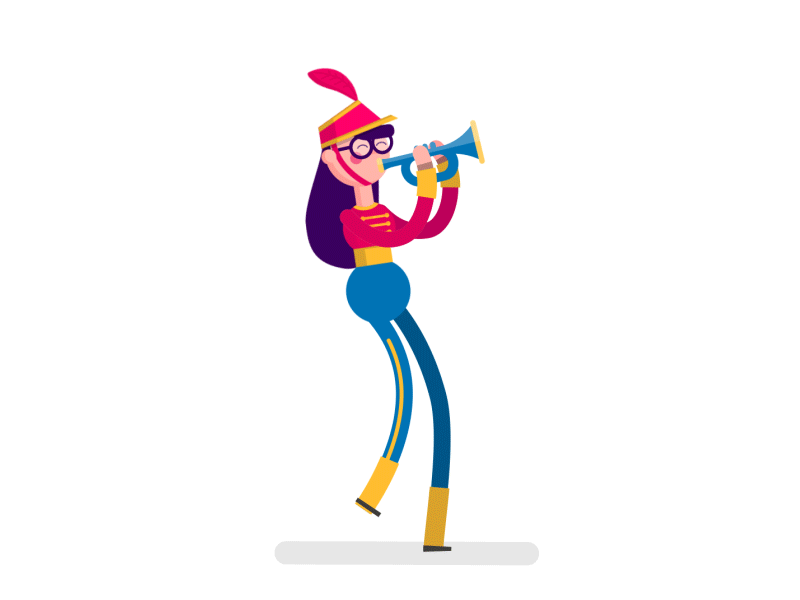 The trumpet animation band character graphics kids marching motion parapachin