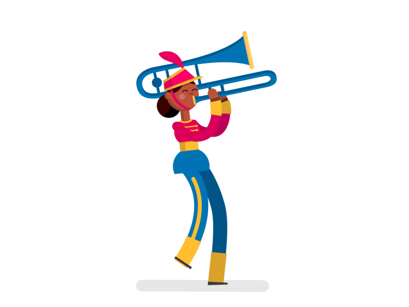 The trombone animation band character graphics kids marching motion parapachin