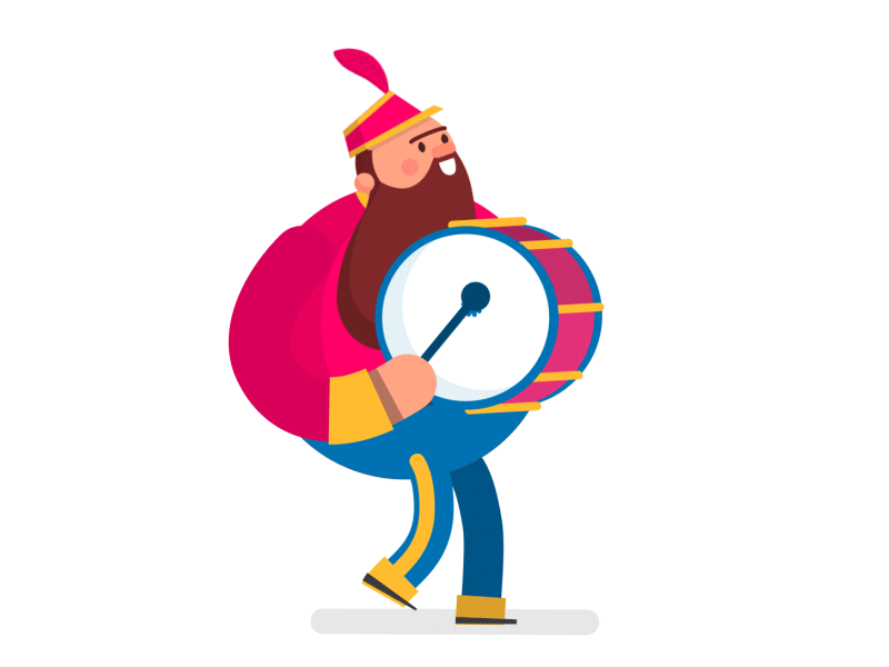 The bass drum animation band character graphics kids marching motion parapachin