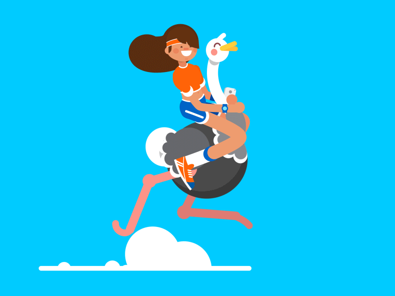 Ostrich Ride animation character cycle design fun illustration masse moncho motion ostrich run sport