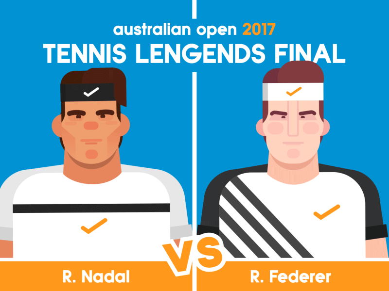Tennis legends: Nadal Vs. Federer animation australia australian open design federer illustration legends motion nadal sport tennis vector