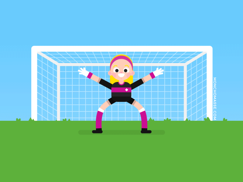 Super Goalkeepper animation character cute design football girl goalkeeper illustration kids motion soccer sport