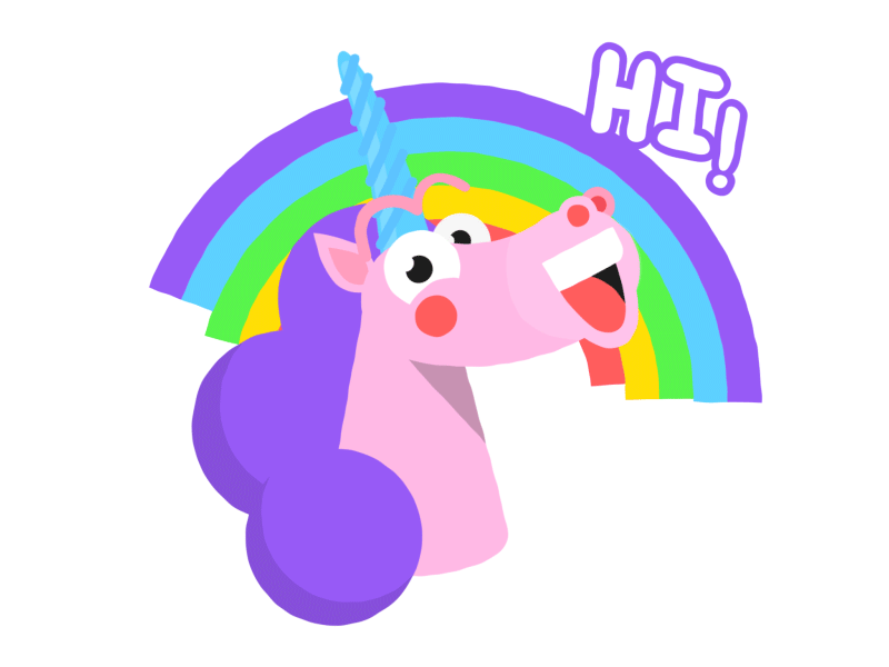 Hi Unicorns! animal animation cute design funny hi illustration masse moncho motion sticker unicorn