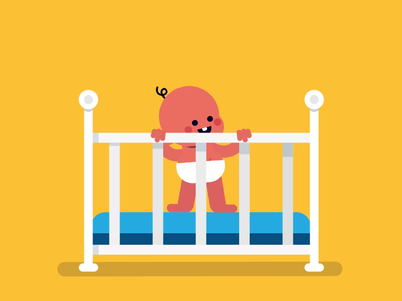 It's Friday, Baby! animation baby cartoon character crib. friday cute design illustration joy motion