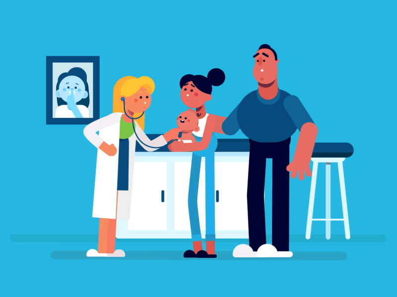 Family Doctor animation baby character cute doctor explainer family flat illustration