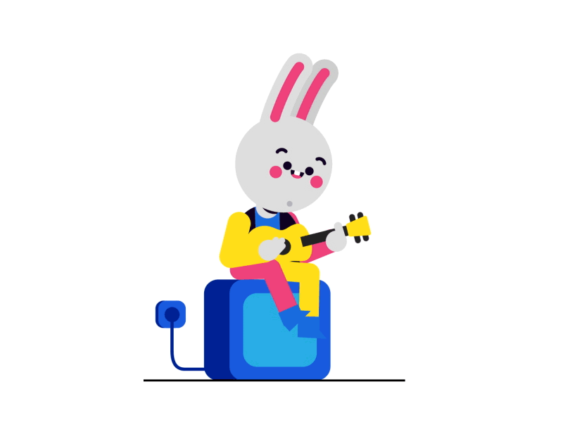 Ukulele Rabbit animal animation character cute illustration kids rabbit ukulele