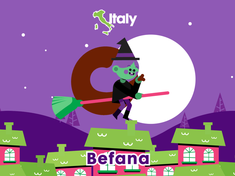 Befana the Witch animation befana characters christmas cute design iluustration italy kids moncho masse motion witch