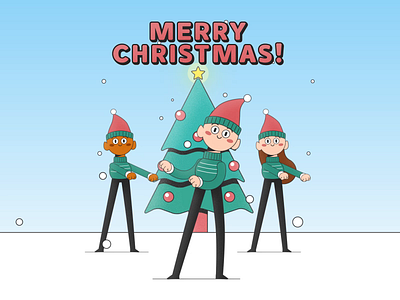 Merry Christmas 2018 after affects animation character christmas cute design illustration kids masse moncho motion motion design rubber hose