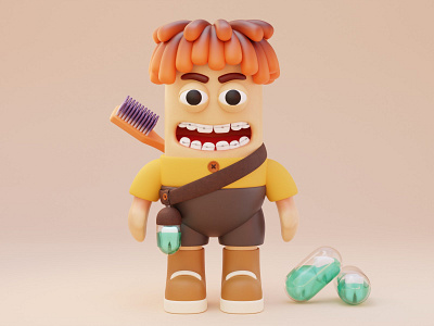 Medicine Boy NFT 3d blender character design figma illustration nft ui