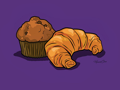 Croissant & Muffin design illustration vector