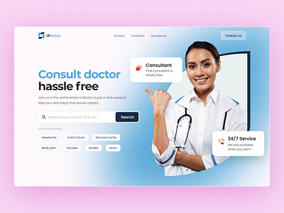 Doctor Consultation Concept appointment clinic consultation design doctor health healthcare hero section hospital landing page medical website landing page medicine offline online patient schedule ui ux web website