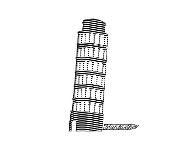 Pisa tower line art graphic design line art logo muntadher saleh