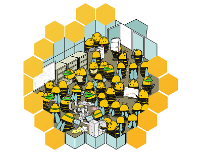 Bee Hive business cartoon cartooning character design graphic design illustration