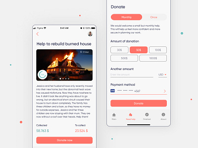 Charity App for a fund "Help together" Donation page app app design application charity charity app charity fund design flat design fund light design minimal ui ux