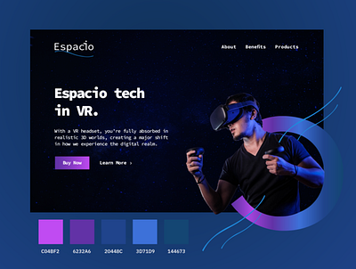 Espacio design landing page logo ui uiux ux vr web design website