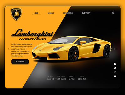 lamborghini Webpage Redesign Concept branding car dailyui design designinspirations dribble dribble shot figma flat lamborghini minimal mobile app design ui userinterface ux web website