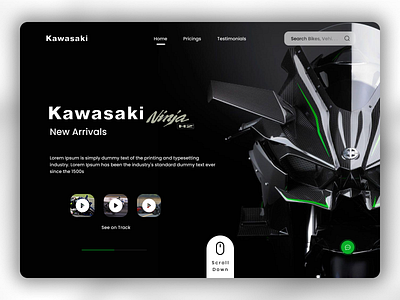 Kawasaki Bikes Landing Page Ui Concept