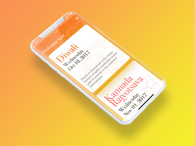 Office Holiday list concept design holidaylist iphonex minimal office ui